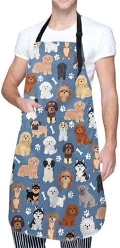 Sweetshow Cute Dog Apron with 2 Pockets and Adjustable Neck Waterproof Kitchen by Sweetshow