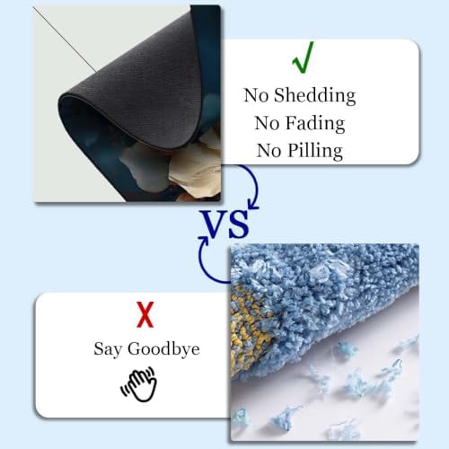 Lily Flowers-with-Blue Super Absorbent Quick-Drying Bathroom Mat Rug, Rubber - Image 4