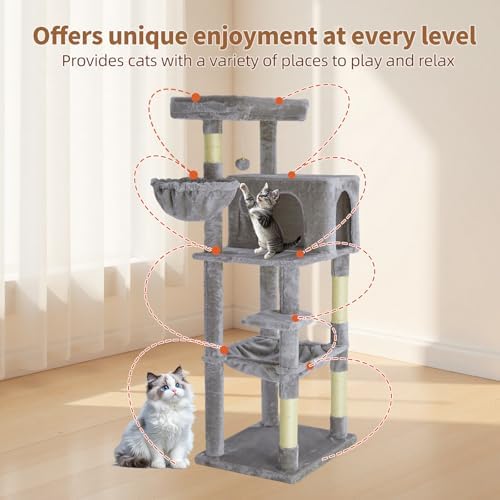 56.2 Inch Cat Tree with Cat Condo Viewing Platform - Image 5