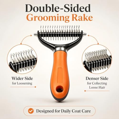 Double Sided Pet Grooming Rake, Extra Wide Deshedding Brush - Image 2