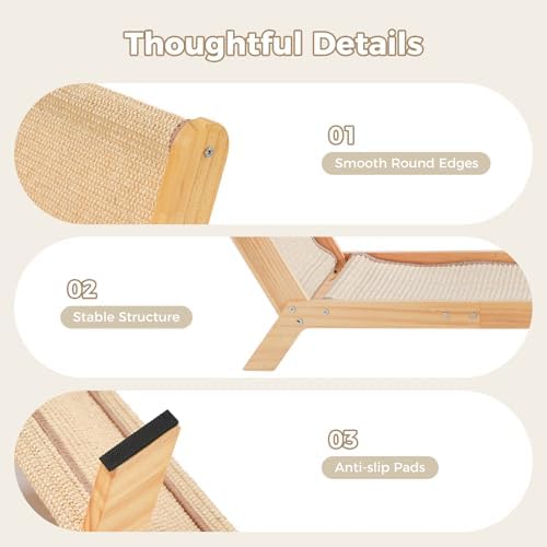 Avont Sisal Cat Scratcher Bed for Indoor Cats, Solid Wood Scratching Lounge - Image 3