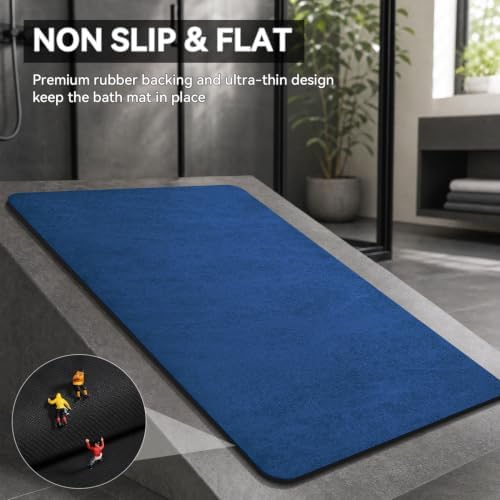 MontVoo -Bath Mat Rug-Rubber Backing Non Slip Quick Dry Absorbent Thin Bathroom - Image 4