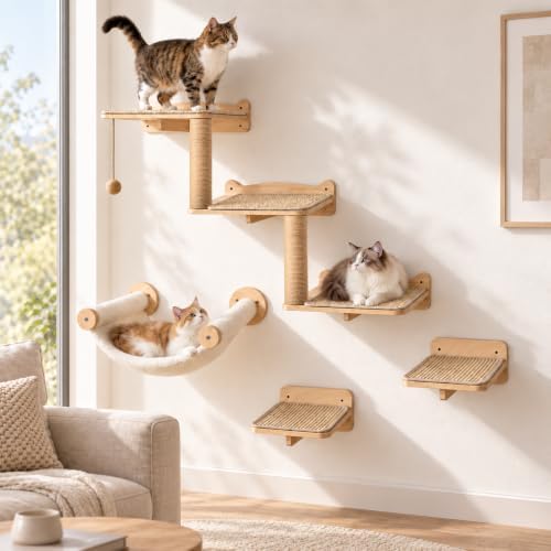 Cat Wall Shelves for Large Cats Wall Mounted Climbing Set by ALeesing
