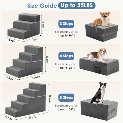 DUMOS Dog Stairs for Small and Medium Dogs, 4-Step Pet Steps - Image 3