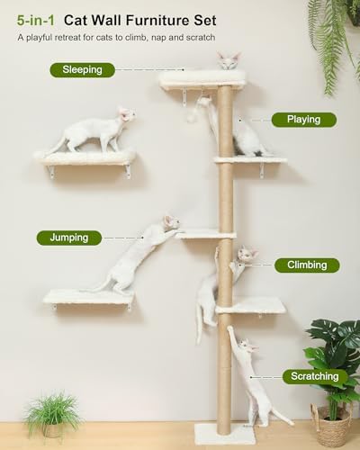 FUKUMARU Cat Wall Shelves Set, 70 inch Wall Mounted Tree - Image 2