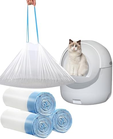 60 Count Cat Drawstring Litter Box Liners 26.6x16.7 inches 2Mils Super Thick by YYaaloa