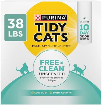 Purina Tidy Cats Free and Clean Unscented Clumping Cat Litter, 38 lb Box by PurinaTidyCatsLitter