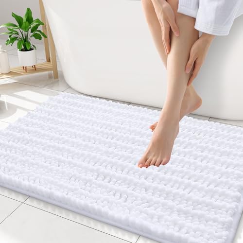 Smiry Bathroom Rugs 34X21, Extra Soft Rubber Backing Chenille Bath Mats by Smiry