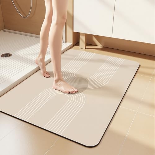 Ultra Thin Bath Mat 24"x16", Absorbent Quick Dry Washable Bath Rug by Watthourhome