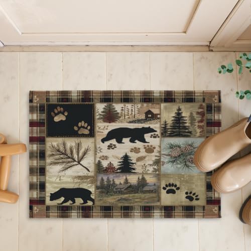 Giwawa Black Bear Bath Rug Forest Cabin Plush Entryway Carpet 24x35 Inch Soft - Image 7