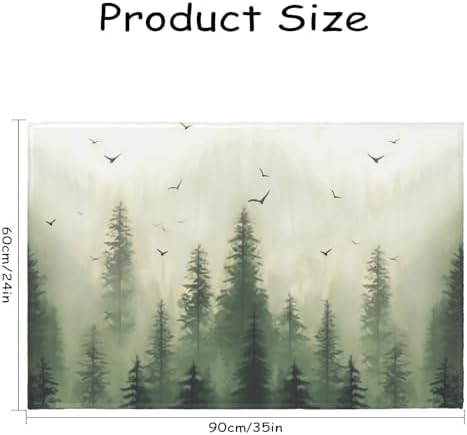 Giwawa Green Misty Forest Bath Rug Mountain Woodland Bathtub Mat Non Slip - Image 3