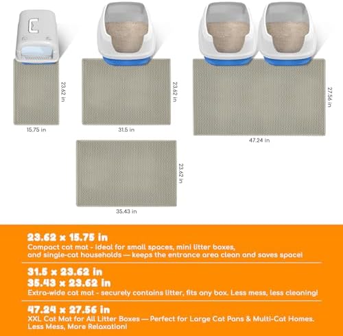 Cat Litter Mat 35"x24", Double Layer EVA litterbox Mat Beige - Image 2