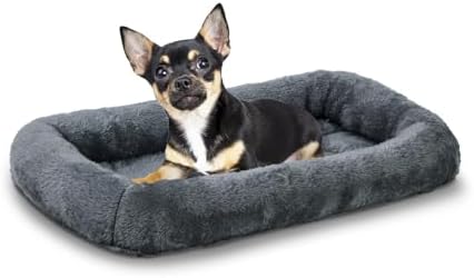 Patas Lague Small Dog Bed Bolster Pet Crate Mat 16''x12'' Dark Grey by PatasLague