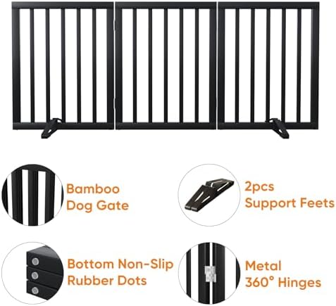 Black 18-55" Foldable Pet Gate for Stairs & Doorways, Puppy Gate Fence - Image 4