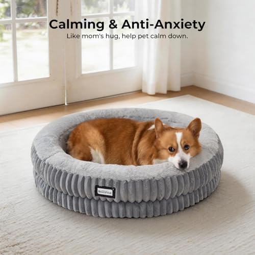 BALANCE Donut Dog Bed, 30 Inches Round Dog Bed Medium Size Dogs Washable - Image 3