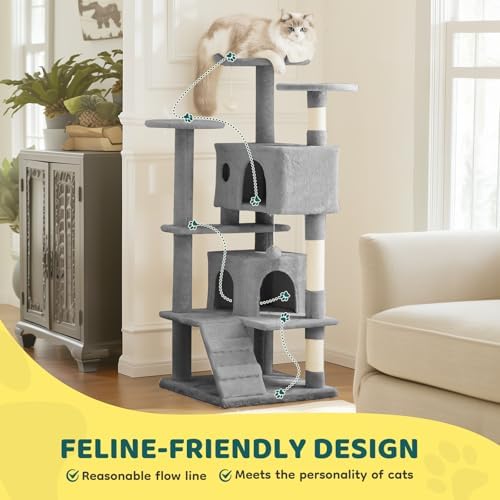 54 Inch Cat Tree Tower with Sisal Scratching Posts - Image 2