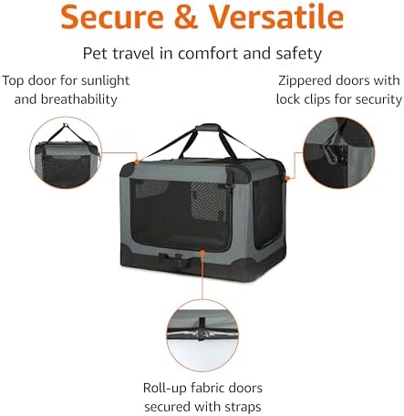 Amazon Basics 4-Door Portable Folding Soft Dog Crate, Collapsible Travel Kennel - Image 2
