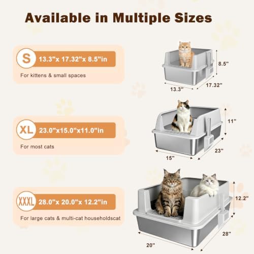 AIPERRO Small Stainless Steel Cat Litter Box - Image 3