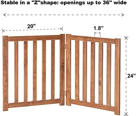 LZRS Wooden Free Standing Dog Gate 40" W x 24" H, Foldable Solid Hardwood Pet - Image 3