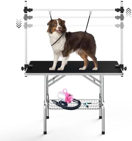 Lyromix 42'' Stainless Steel Pet Dog Grooming Table, Arm/Noose/Tray by Lyromix