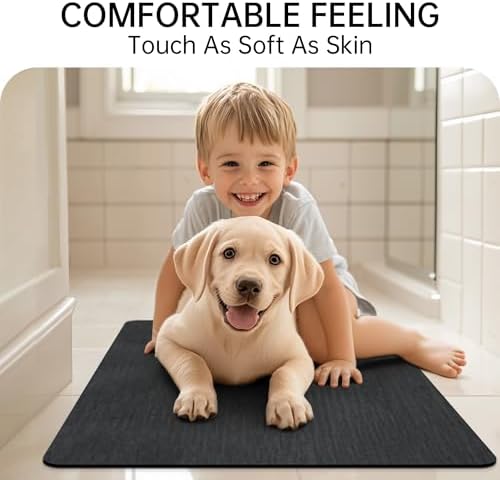 Mecko Bath Mat 24"x48", Ultra Thin Bathroom Rug fit Under Door Black - Image 5