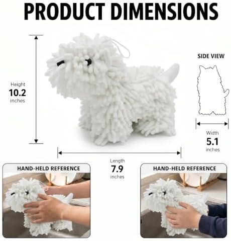 Chenille Dog Hand Towel Fuzzy Ball Dog Towel Animal Hand Towels - Image 3