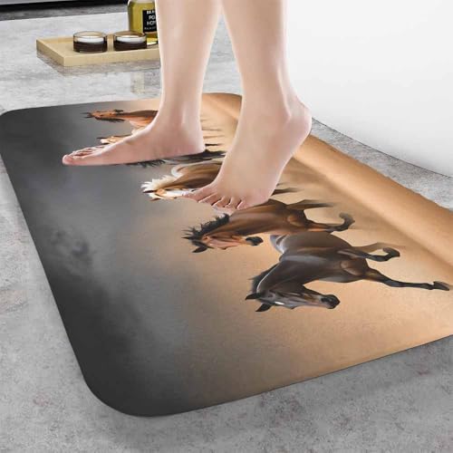 Horse Bath Mat for Bathroom Horse Herd Run in Desert Sand Storm Bath Rugs Door - Image 2