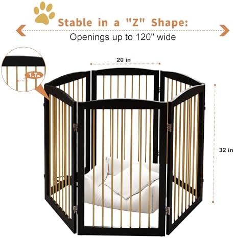 PUPETPO Freestanding Pet Gate for Dogs, Indoor Wooden Dog Gate for House - Image 6