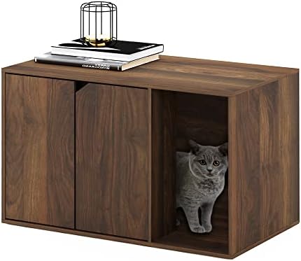 Furinno Peli Litter Box Enclosure, Columbia Walnut by Furinno-FitsYourSpaceFitsYourBudget
