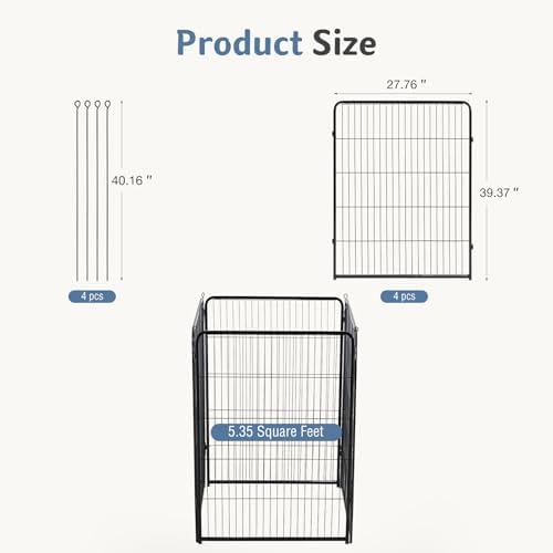 DUMOS Dog Playpen 40 Inch 4 Panels Indoor Outdoor Metal Pet Fence - Image 5