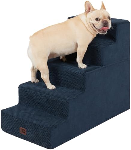 EHEYCIGA Dog Stairs for High Bed 25" H, Extra Wide Dog 5-Step by EHEYCIGA