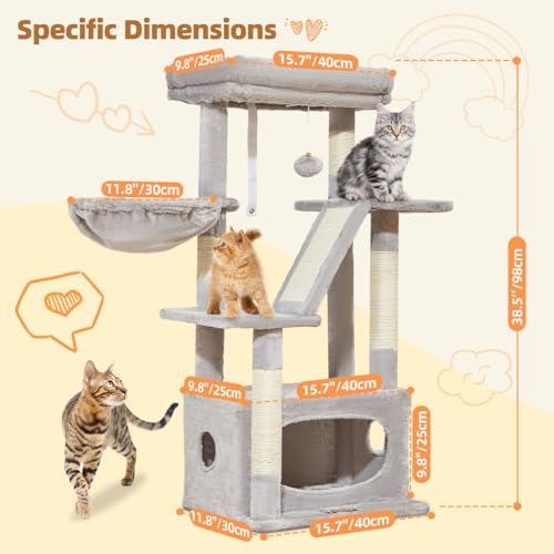 Taoqimiao Cat Tree, 38.5In Cat Tower - Image 2