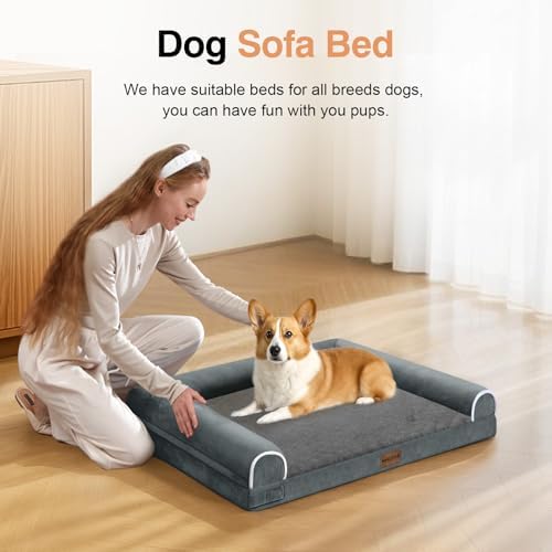 NANUYA Orthopedic Dog Bed for Medium Dogs, 30 x 20 Inch, Dark Grey - Image 3
