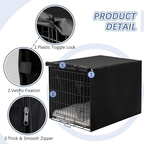 Akinerri Dog Crate Cover, Double Door Waterproof Kennel Cover, 30 in Black - Image 2