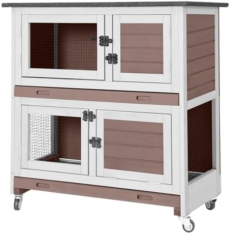 Aivituvin 36" Rabbit Hutch Bunny Cage Indoor Outdoor Guinea Pig Cage 2 Story by Aivituvin