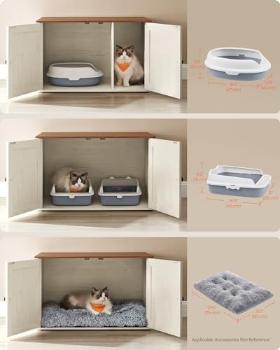 Feandrea Cat Litter Box Enclosure, End Table, 31.5 x 20.9 x 19.7 Inches - Image 7