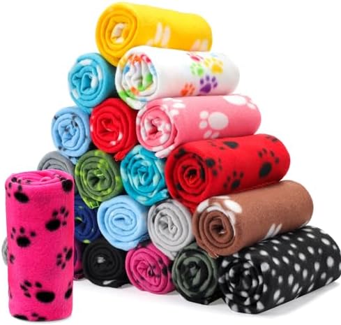 Eccliy 20 Pcs Puppy Blanket Fleece Pet Dog Throw, 39 x 35 Inch by Eccliy
