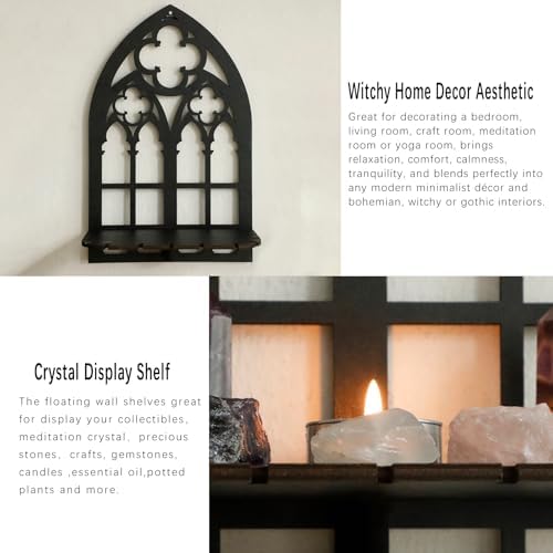 Artilady Crystal Display Shelf Gothic Decor, Wood Floating Shelves Storage - Image 6