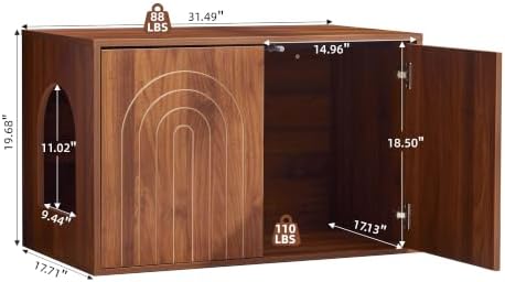 Cat Litter Box Enclosure, 31.5" Hidden Litter Box Cabinet Furniture - Image 2