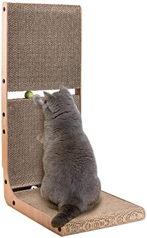 AUSCAT L-Shape Cardboard Cat Scratcher, 27.2 Inch Vertical Cardboard Scratcher by AUSCAT