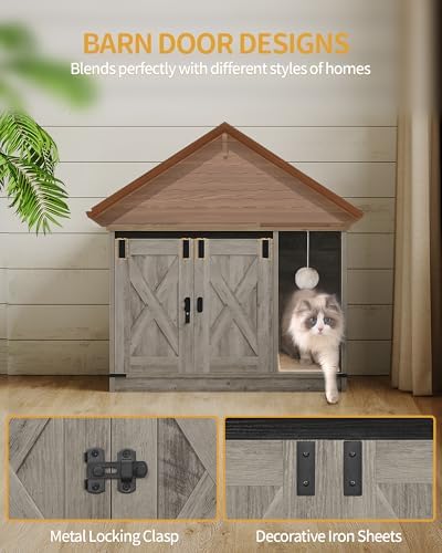 Hzuaneri Cat Litter Box Enclosure, Hidden Litter Box Cabinet Furniture - Image 4