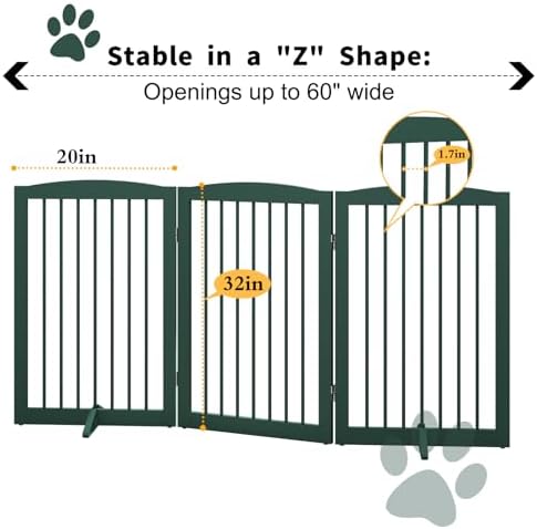 PUPETPO Freestanding Pet Gate for Dogs, Foldable Wooden Dog Gate for House - Image 5