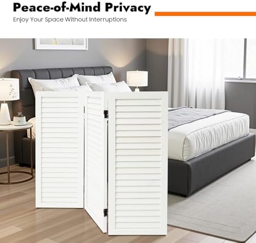 Freestanding Folding Wood Room Divider, 3 Panel Privacy Partition Screen - Image 6