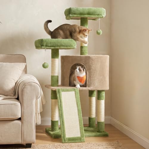 Feandrea Cat Tree, 45.3-Inch Cute Cat Tower, Climbing Condo by FeandreabySONGMICSHOME
