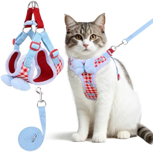 Cat Harness and Leash Set, Escape Proof Soft Vest Walk Red Small by NCMAMA