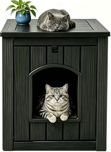 Cat Litter Box Enclosure, Resin Hidden Litter Box Furniture Side Table by NUNULAB