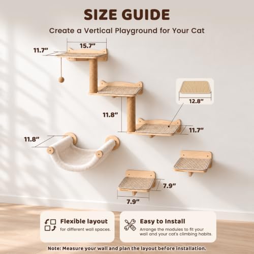 Cat Wall Shelves for Large Cats Wall Mounted Climbing Set - Image 5