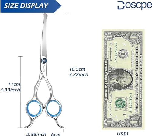 Curved Dog Grooming Scissors 7.28 inches Round Tips Pet Grooming Shears - Image 3