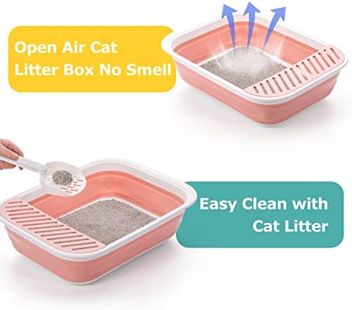 Open Top Cat Litter Box, Large Foldable Cat Potty Height-Adjustable Sides - Image 5