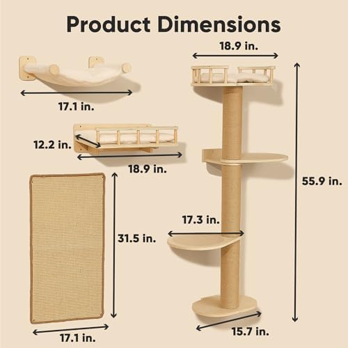 FUKUMARU Cat Wall Shelves, 4 in 1 Set - Image 5